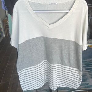 Chic Soul Women's Gray and White Striped Top 2XL